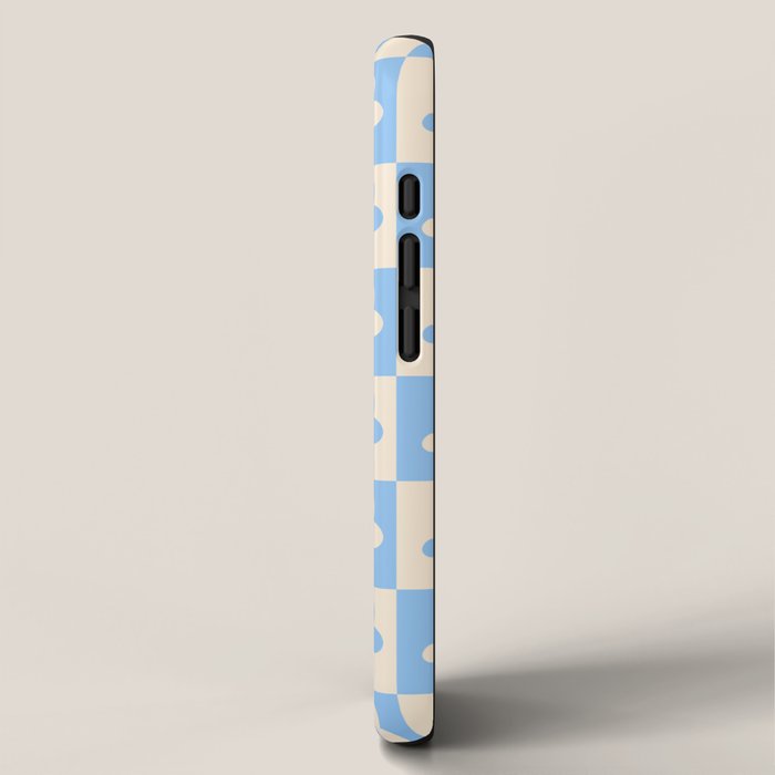 90s flowers checkers cream and blue iPhone Case Gallery Image 2