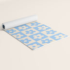 90s flowers checkers cream and blue Yoga Mat Gallery Image 2