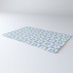 90s flowers checkers cream and blue Rug Gallery Image 3