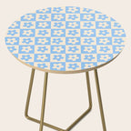 90s flowers checkers cream and blue Side Table Gallery Image 2