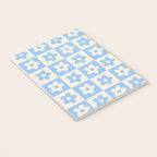 90s flowers checkers cream and blue Notebook Gallery Image 3