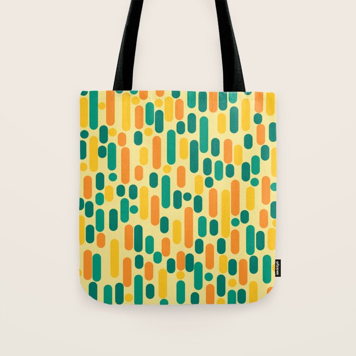 Morningside Heights Mid Century Modern Pattern in Jade Green, Orange, and Light Yellow Tote Bag Gallery Image 1