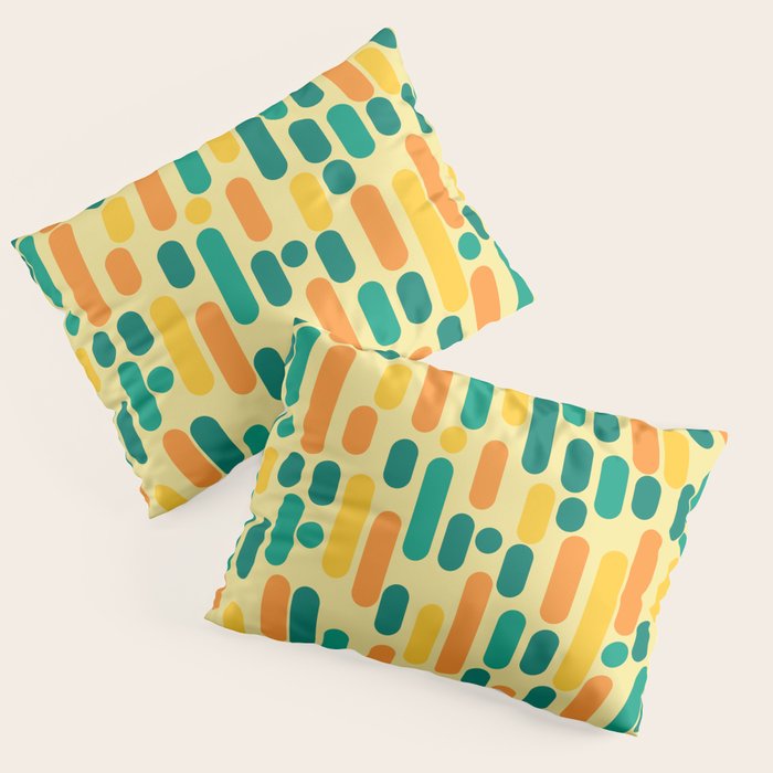 Morningside Heights Mid Century Modern Pattern in Jade Green, Orange, and Light Yellow Pillow Sham Gallery Image 3