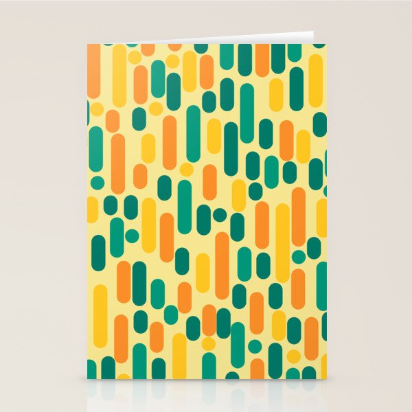 Morningside Heights Mid Century Modern Pattern in Jade Green, Orange, and Light Yellow Stationery Card Gallery Image 1