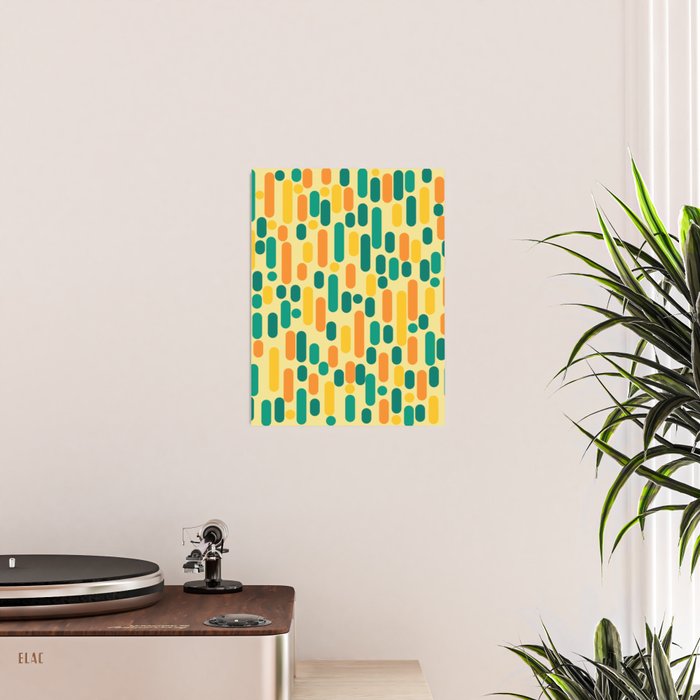 Morningside Heights Mid Century Modern Pattern in Jade Green, Orange, and Light Yellow Poster Gallery Image 2