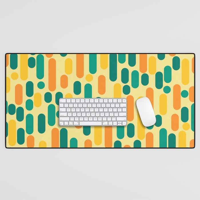 Morningside Heights Mid Century Modern Pattern in Jade Green, Orange, and Light Yellow Desk Mat Gallery Image 1