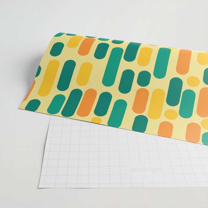 Morningside Heights Mid Century Modern Pattern in Jade Green, Orange, and Light Yellow Wrapping Paper Gallery Image 2