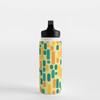Morningside Heights Mid Century Modern Pattern in Jade Green, Orange, and Light Yellow Water Bottle Gallery Image 3