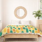 Morningside Heights Mid Century Modern Pattern in Jade Green, Orange, and Light Yellow Duvet Cover Gallery Image 3