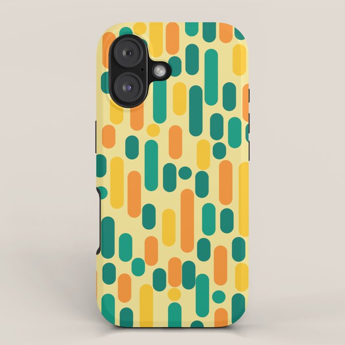 Morningside Heights Mid Century Modern Pattern in Jade Green, Orange, and Light Yellow iPhone Case Gallery Image 1