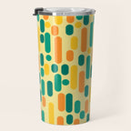 Morningside Heights Mid Century Modern Pattern in Jade Green, Orange, and Light Yellow Travel Mug Gallery Image 3