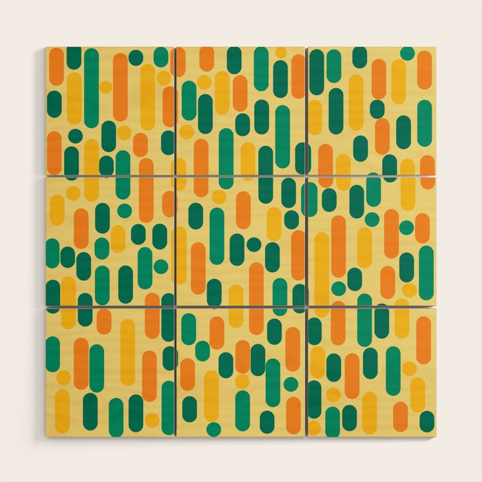 Morningside Heights Mid Century Modern Pattern in Jade Green, Orange, and Light Yellow Wood Wall Art Gallery Image 1