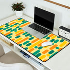 Morningside Heights Mid Century Modern Pattern in Jade Green, Orange, and Light Yellow Desk Mat Gallery Image 2