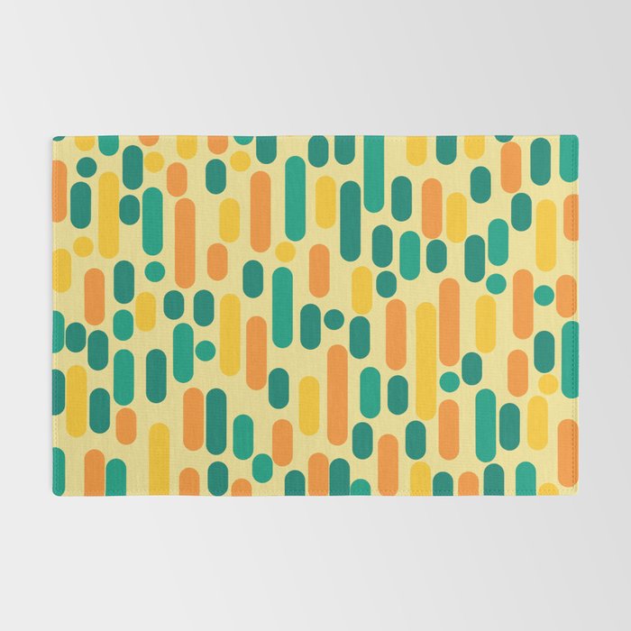 Morningside Heights Mid Century Modern Pattern in Jade Green, Orange, and Light Yellow Rug Gallery Image 2