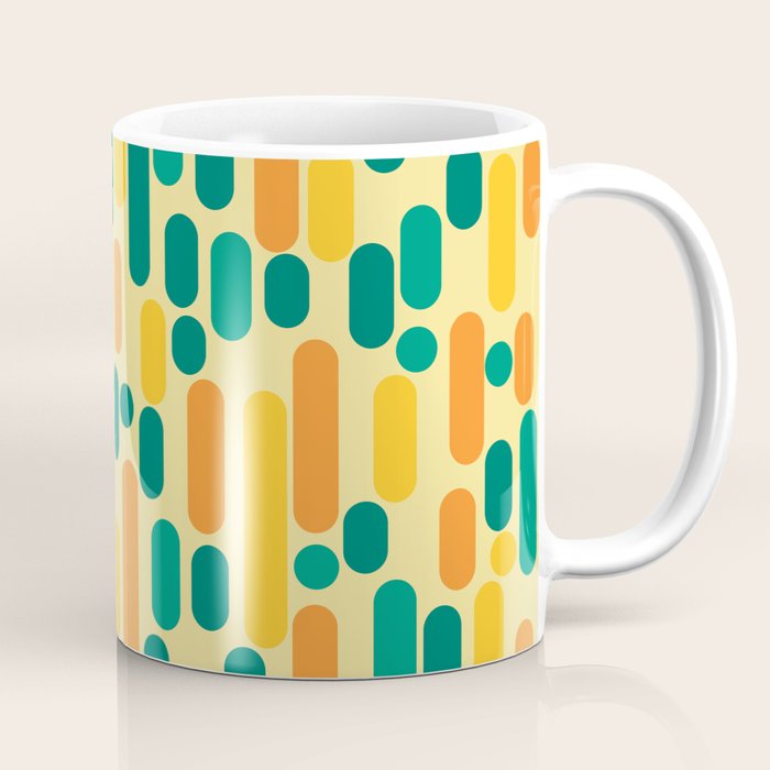Morningside Heights Mid Century Modern Pattern in Jade Green, Orange, and Light Yellow Coffee Mug Gallery Image 1