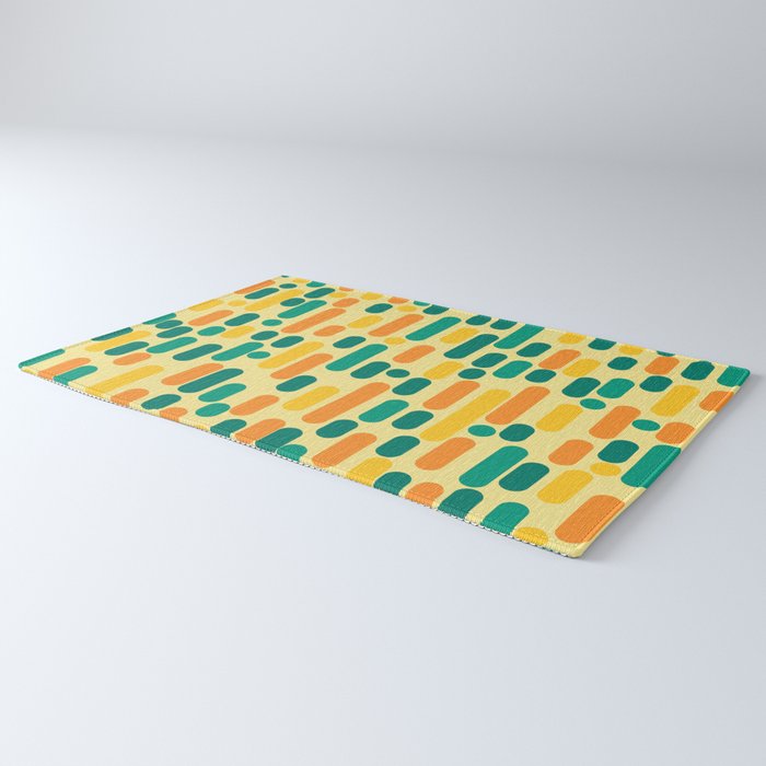 Morningside Heights Mid Century Modern Pattern in Jade Green, Orange, and Light Yellow Rug Gallery Image 3