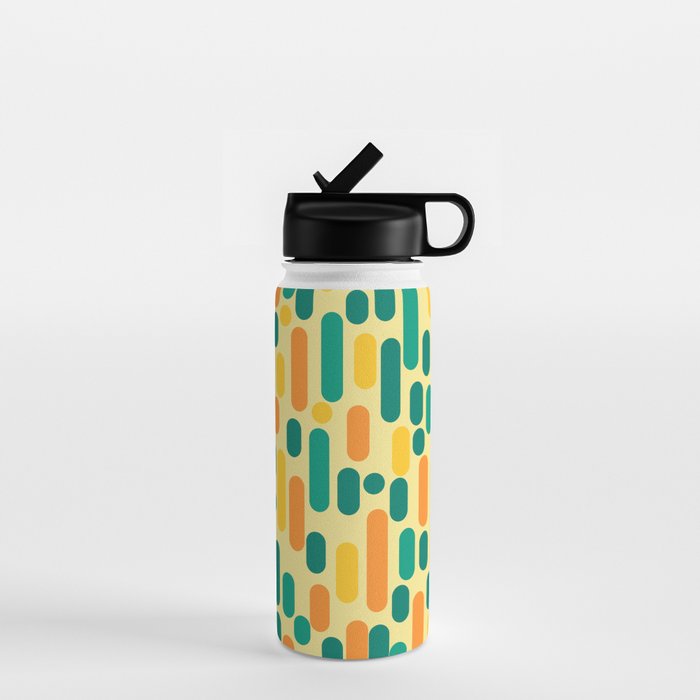 Morningside Heights Mid Century Modern Pattern in Jade Green, Orange, and Light Yellow Water Bottle Gallery Image 1
