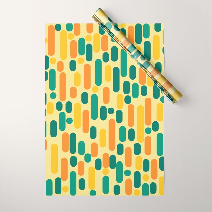 Morningside Heights Mid Century Modern Pattern in Jade Green, Orange, and Light Yellow Wrapping Paper Gallery Image 1