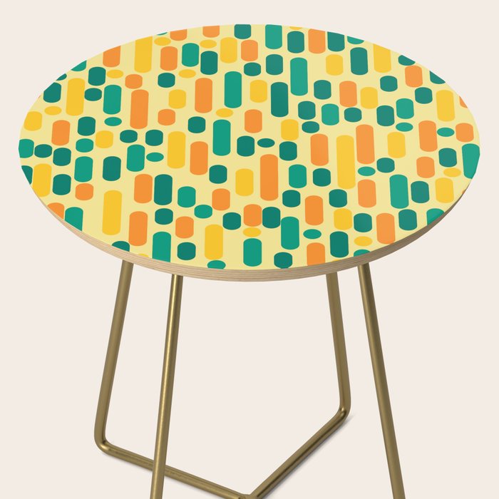 Morningside Heights Mid Century Modern Pattern in Jade Green, Orange, and Light Yellow Side Table Gallery Image 2