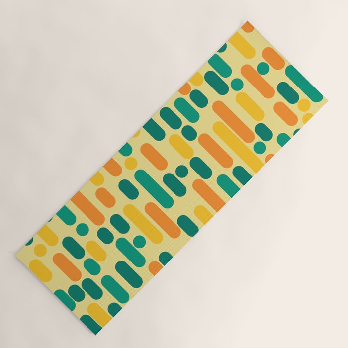Morningside Heights Mid Century Modern Pattern in Jade Green, Orange, and Light Yellow Yoga Mat Gallery Image 1