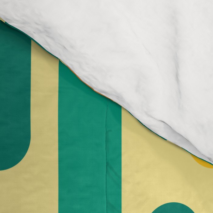 Morningside Heights Mid Century Modern Pattern in Jade Green, Orange, and Light Yellow Comforter Gallery Image 4