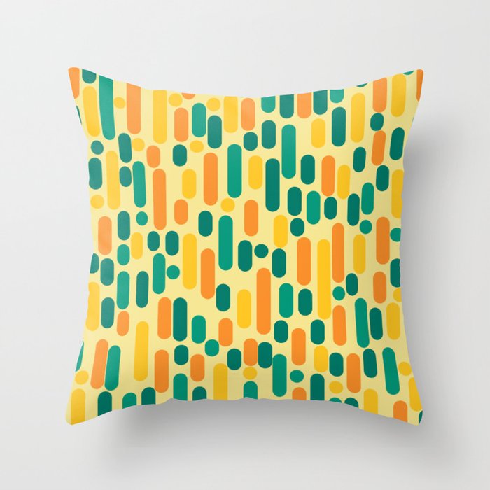 Morningside Heights Mid Century Modern Pattern in Jade Green, Orange, and Light Yellow Throw Pillow Gallery Image 1