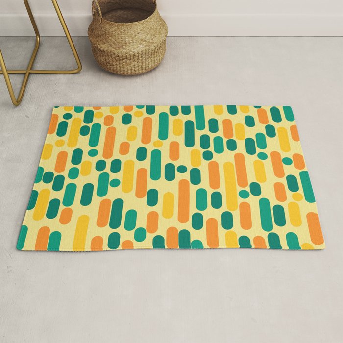 Morningside Heights Mid Century Modern Pattern in Jade Green, Orange, and Light Yellow Rug Gallery Image 1