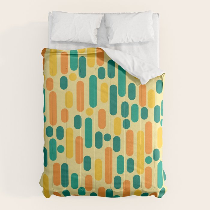 Morningside Heights Mid Century Modern Pattern in Jade Green, Orange, and Light Yellow Comforter Gallery Image 6