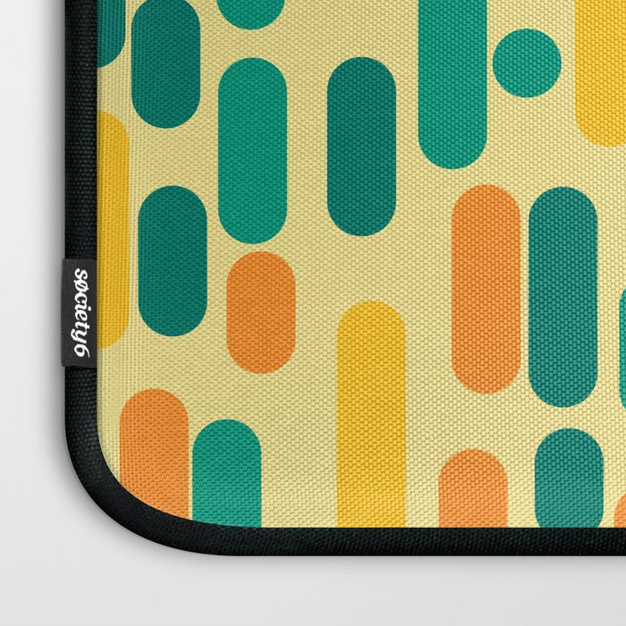 Morningside Heights Mid Century Modern Pattern in Jade Green, Orange, and Light Yellow Laptop Sleeve Gallery Image 3