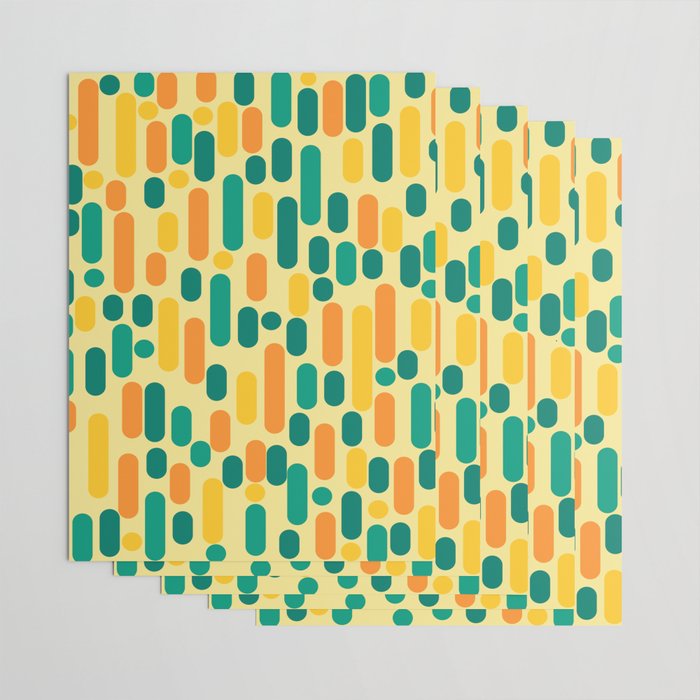 Morningside Heights Mid Century Modern Pattern in Jade Green, Orange, and Light Yellow Wrapping Paper Gallery Image 3