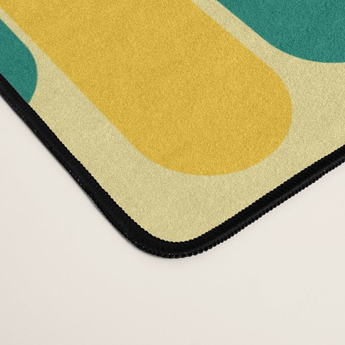 Morningside Heights Mid Century Modern Pattern in Jade Green, Orange, and Light Yellow Desk Mat Gallery Image 4