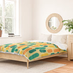 Morningside Heights Mid Century Modern Pattern in Jade Green, Orange, and Light Yellow Duvet Cover Gallery Image 2