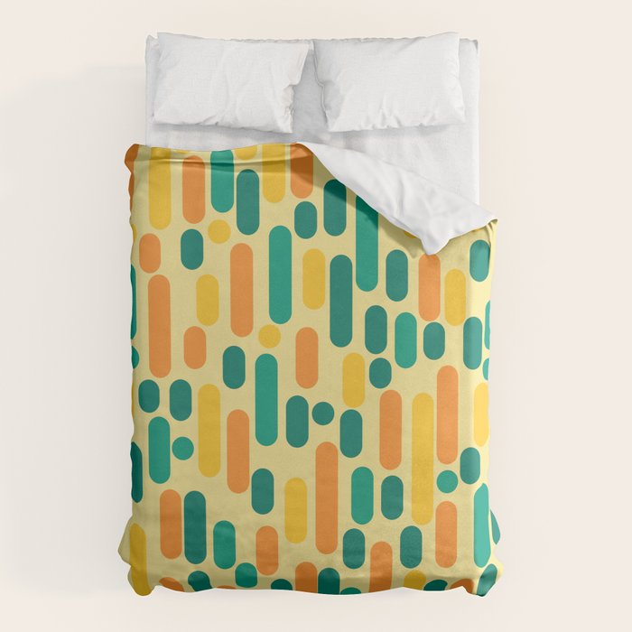 Morningside Heights Mid Century Modern Pattern in Jade Green, Orange, and Light Yellow Duvet Cover Gallery Image 6