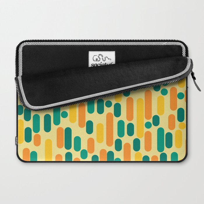 Morningside Heights Mid Century Modern Pattern in Jade Green, Orange, and Light Yellow Laptop Sleeve Gallery Image 2