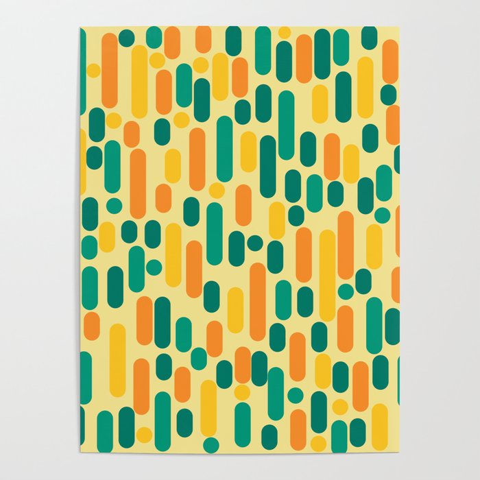 Morningside Heights Mid Century Modern Pattern in Jade Green, Orange, and Light Yellow Poster Gallery Image 4