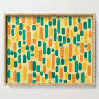 Morningside Heights Mid Century Modern Pattern in Jade Green, Orange, and Light Yellow Serving Tray Gallery Image 1