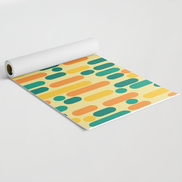 Morningside Heights Mid Century Modern Pattern in Jade Green, Orange, and Light Yellow Yoga Mat Gallery Image 2