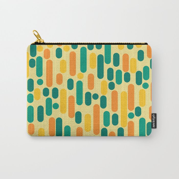 Morningside Heights Mid Century Modern Pattern in Jade Green, Orange, and Light Yellow Carry All Pouch Gallery Image 1