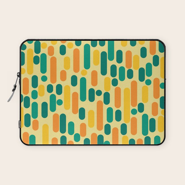 Morningside Heights Mid Century Modern Pattern in Jade Green, Orange, and Light Yellow Laptop Sleeve Gallery Image 1
