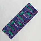 Block print geometrics blue Yoga Mat Gallery Image 1