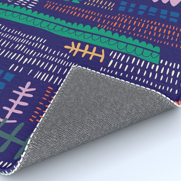 Block print geometrics blue Rug Gallery Image 4
