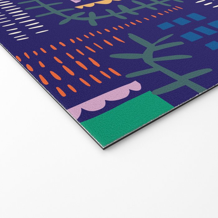 Block print geometrics blue Welcome Mat Gallery Image 2