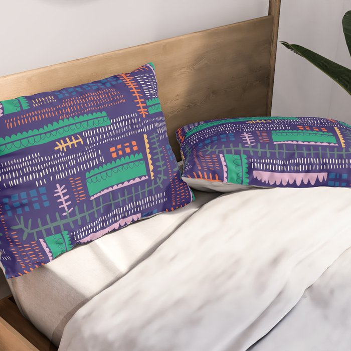 Block print geometrics blue Pillow Sham Gallery Image 2