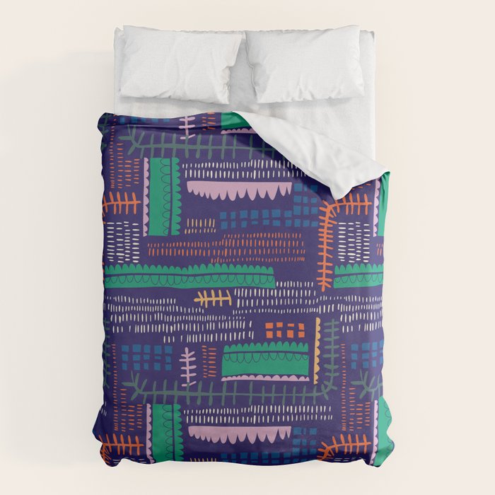 Block print geometrics blue Duvet Cover Gallery Image 1