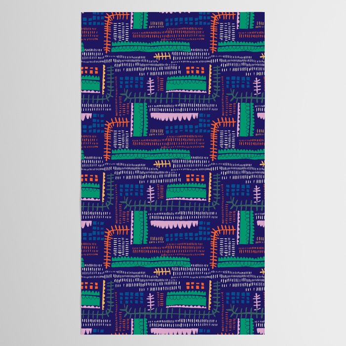 Block print geometrics blue Tablecloth Gallery Image 2