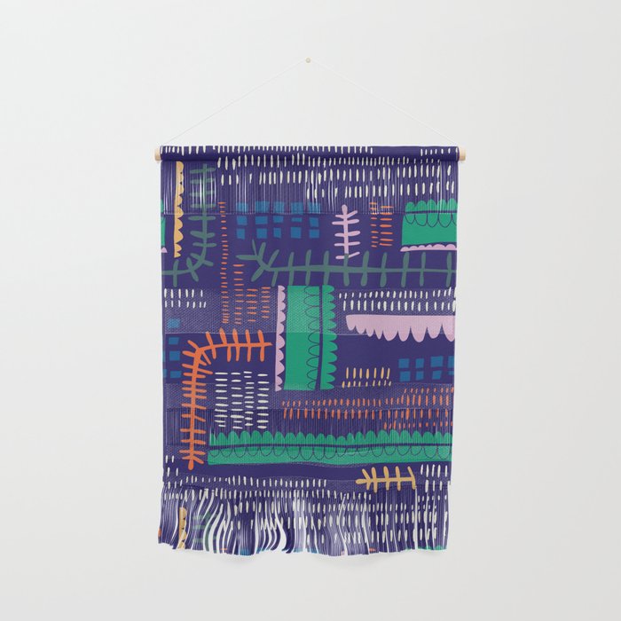 Block print geometrics blue Wall Hanging Gallery Image 1