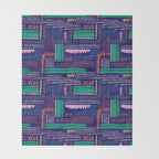 Block print geometrics blue Throw Blanket Gallery Image 2