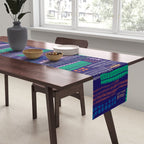 Block print geometrics blue Table Runner Gallery Image 2