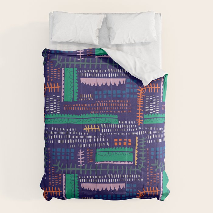 Block print geometrics blue Comforter Gallery Image 6