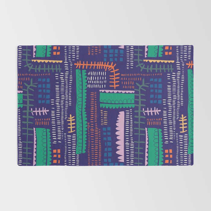 Block print geometrics blue Rug Gallery Image 2